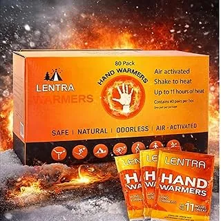 Calentadores de manos calientes 10 horas – 80 unidades – Larga duración natural, seguro e inodoro de un solo uso, activados por aire para manos, dedos de los pies y el cuerpo, hasta 10 horas de calor – Aprobado por la TSA