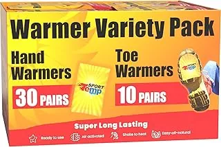 Calentadores de manos y dedos - Paquete variado, 30 pares de calentadores de manos, 10 pares de calentadores de dedos con adhesivo - Seguros, fáciles, totalmente naturales - Activados por aire, para