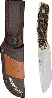 Camillus Western Crosstrail - Cuchillo de hoja fija de 9 pulgadas con punta de caída de titanio 420 hoja de acero inoxidable 420 con funda de nailon balístico, mango Delrin de espiga completa