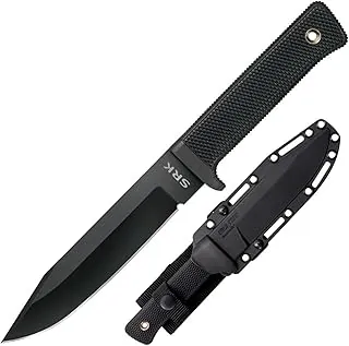 COLD STEEL SRK SK-5 Cuchillo de hoja afilada con punta de clip de 6 pulgadas, mango Kray-Ex duradero, cuchillo táctico de hoja fija con funda Secure-Ex