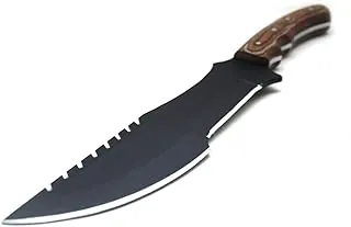 Collection - Cuchillo de hoja fija Full Tang de 15 pulgadas con funda de cuero (negro)
