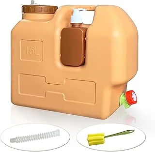 Contenedor de agua de 4 galones con grifo, jarra de agua portátil con botella desinfectante de manos, cubo de campamento sin fugas, tanque de almacenamiento de agua de emergencia sin BPA para campamento, senderismo al aire libre, picnic