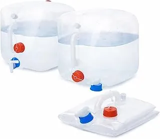 Contenedor de agua plegable, 2 x 5.3 galones sin BPA para almacenamiento de agua con espiga, para camping, mochilero, senderismo al aire libre y emergencia, equipo de supervivencia portátil plegable de grado alimenticio