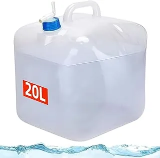 Contenedor de agua plegable de 20 litros con grifo, una cubierta de sellado adicional, tubo de suministro de 39.4 in y tubo de salida de 4.7 in, para senderismo, escalada, pesca, viajes, picnic, almacenamiento de agua de emergencia (1)
