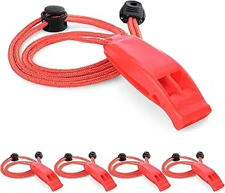 CooBigo 4Pcs Emergency Whistles, Loud Shrill Safety Whistle with Reflective Lanyard for Climbing Hiking Camping Boat Kayak