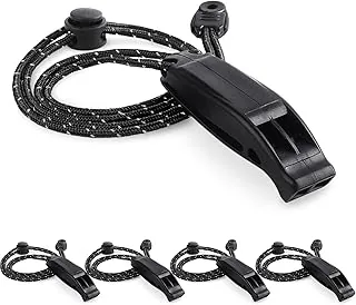 CooBigo 4Pcs Emergency Whistles, Loud Shrill Safety Whistle with Reflective Lanyard for Climbing Hiking Camping Boat Kayak