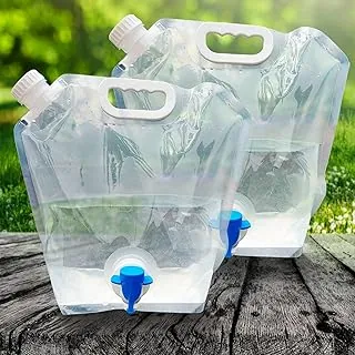 Cooltto Bolsa de agua plegable de alta calidad, sin BPA, jarra de almacenamiento de plástico transparente de grado alimenticio, botella de agua plegable congelable sin fugas para campamento