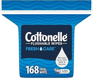 Cottonelle Fresh Care Toallitas Húmedas Tirables al Inodoro, Toallitas Húmedas para Adultos, 1 Paquete de Recambio, 168 Toallitas por Paquete, el Embalaje Puede Variar