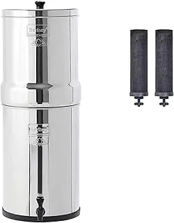 Crown Berkey - Sistema de filtro de agua de acero inoxidable alimentado por gravedad de 6 galones con 2 auténticos filtros Black Berkey Elements BB9-2