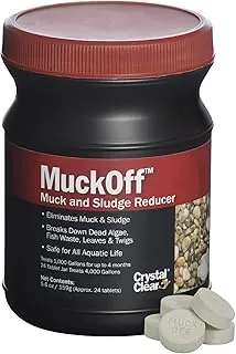 CrystalClear MuckOff, Tratamiento Natural de Lodo para Estanques, Limpiador de Jardín Acuático, Eliminador de Lodo para Fuentes y Baños para Aves, Clarificante con Bacterias Beneficiosas Vivas y