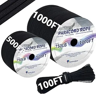 Cuerda de paracaídas de 750 libras-100 pies/500 pies/1000 pies-9 hebras cuerda de carrete de paracaídas cuerda resistente ideal para equipo de supervivencia, pulsera, camping,