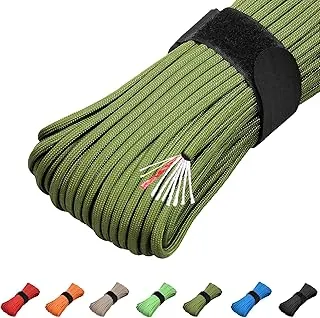 Cuerda de paracaídas para supervivencia 550, paracord de fuego, cuerda de supervivencia de nailon de 10 hebras, tipo III del ejército de EE. UU., cuerda de paracaídas 550 con línea de pesca integrada