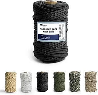 Cuerda de paracaídas táctica tipo III con núcleo de 7 hebras para senderismo, bricolaje, campamento, 550 libras, color negro