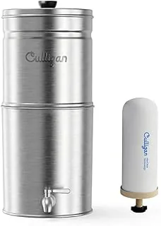 Culligan MaxClear - Sistema de filtro de agua por gravedad de 3 galones, filtro de agua de acero inoxidable cepillado para encimera, certificado NSF/ANSI para reducir microplásticos, plomo y PFAS
