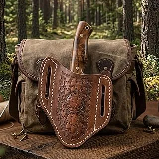 Dessi Funda de cuchillo de dibujo cruzado para cinturón con cordón, funda de piel de vaca italiana para panqueques horizontal, cuchillos plegables fijos, herramientas EDC para caza, al aire libre, se adapta a hoja de 4 pulgadas
