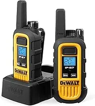 DEWALT DXFRS300 - Walkie talkies resistentes de 1 vatio, impermeable, resistente a los golpes, largo alcance y radio bidireccional recargable con VOX (paquete de 2)