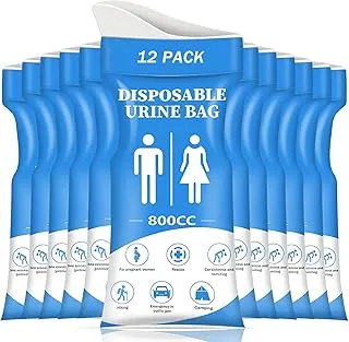 DIBBATU Bolsa de orina desechable, 12/24 bolsas de orina para viajes para mujeres/hombres, bolsa de urinario portátil de emergencia de 27.1 fl oz y bolsas de vómito, bolsa de orinal unisex para