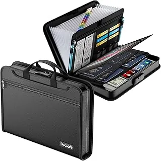 DocSafe Archivador de acordeón con cerradura de combinación, carpeta de archivos expandible resistente al fuego e impermeable con múltiples bolsillos, organizador de documentos para almacenamiento