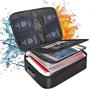 DocSafe - Bolsa de documentos con cerradura, funda de almacenamiento de archivos de 3 capas ignífuga con cierre resistente al agua, bolsa organizadora portátil de viaje para laptop, archivos