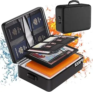DocSafe Organizador de documentos de 5200°F con cerradura, caja con aislamiento térmico mejorado resistente al fuego y a prueba de agua, organizador de archivos de 8 capas, almacenamiento seguro