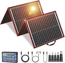 DOKIO - Kit de panel solar plegable portátil de 150 W, diseño compacto de 53x51 cm, 3.2 kg con controlador independiente y USB, cargador monocristalino para baterías de 12 V, estaciones de energía