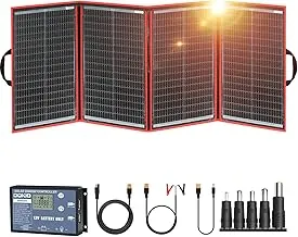 Dokio XX panel solar monocristalino, plegable, de 12 voltios, Negro