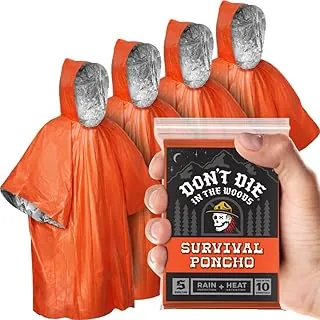 Don't Die In The Woods - Poncho de emergencia de lluvia y calor - Manta espacial Mylar portátil para senderismo, camping, primeros auxilios, supervivencia