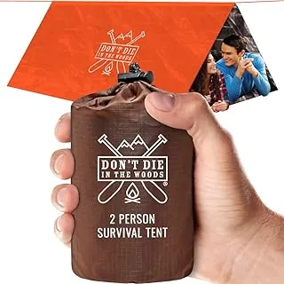 Don't Die In The Woods - Tienda de campaña de supervivencia - Hecha con manta espacial térmica de Mylar extra gruesa - Tienda de campaña de refugio de emergencia - Uno de los 10 elementos esenciales