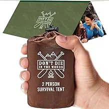 Don't Die In The Woods - Tienda de campaña de supervivencia - Hecha con manta espacial térmica de Mylar extra gruesa - Tienda de campaña de refugio de emergencia - Uno de los 10 elementos esenciales