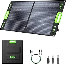 EBL Panel Solar 100W Panel Solar Portátil (Actualizado) para Estación de Energía 240/300/500/1000/1500/2000, con Soporte Ajustable y Cable Paralelo, Impermeable IP65 para Camping al Aire Libre