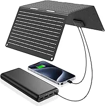 Ecosonique - Cargador solar portátil de 30 W, paneles solares plegables con USB C USB A ETFE impermeable para camping senderismo compatible con teléfonos celulares, iPhone, iPad, Samsung Galaxy, LG