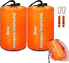 Emergency Sleeping Bag Survival Bag, Cymuber Portable Waterproof Thermal Bivy Sacks Tac Bivvy Bags,Camping Mylar Sleeping Bag Survival Gear Emergency Blankets Survival Shelter