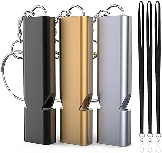 Emergency Whistles, 3-Pack Safety Survival Whistles with Lanyard Keychain, Emergency Survival Whistle Loud, Hiking Safety Whistle for Outdoor Hiking Camping Hunting Rescue Lifeguard