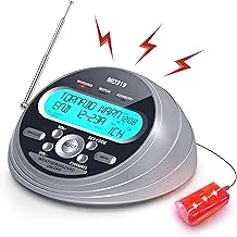 Emgykit Radio de alerta meteorológica NOAA con programación localizada S.A.M.E, 23 códigos de condado y más de 80 alertas de emergencia, respaldo de batería, reloj despertador, antena externa y luz de advertencia para el hogar y emergencia