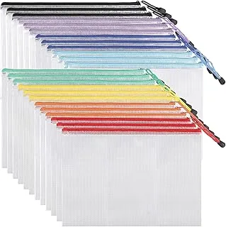 EOOUT 24 bolsas de malla con cremallera, bolsa para lápices A4 para organizar el almacenamiento, bolsas impermeables con cremallera, tamaño carta, bolsas de archivos para la escuela, juguetes