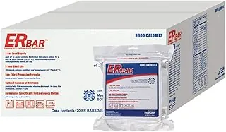 ER Emergency Ration Barra de alimentos de 3600 calorías para kits de supervivencia y preparación para desastres, caja de 20, 1BC