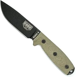 ESEE-4 1095 acero al carbono, vaina negra (cuchilla negra, mango 3D de micarta de lona verde)