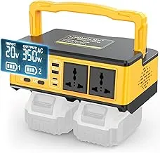 Estación de energía de 350 W compatible con Dewalt: generador portátil LIVOWALNY DC 20V a CA 110-120V Inversor de corriente Adaptador de batería Cargador de teléfono 2 USB-A y 2 Tipo-C y 2 salidas de