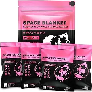 Everlit Mantas térmicas de Mylar de emergencia de supervivencia, kit de supervivencia para campamento, perfecta para primeros auxilios, al aire libre, senderismo, bolsa de insectos, maratones o primeros auxilios (rosa chicle)