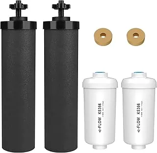 Filtro de agua de repuesto para Berkey, 2 filtros de carbono negro y 2 filtros de fluoruro compatibles con el sistema de filtro de agua Berkey Gravity