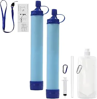 Filtro de agua, equipo portátil de filtración de supervivencia, preparación para emergencia, suministro para beber, senderismo, camping, equipo de excursión familiar (2 unidades)