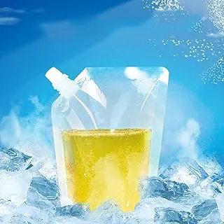 Frasco de plástico plegable de 9.6 onzas, bolsa de almacenamiento de agua de emergencia sin BPA, jarra de almacenamiento de grado alimenticio, sin fugas, congelable, sin olor, bolsas para bebidas y jugos para deportes al aire libre, campamento, senderismo, mochila para eventos (paquete de 10)