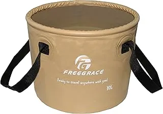Freegrace Cubo plegable con bolsillo de malla para herramientas, contenedor de agua plegable portátil de 10 L, 16 L y 23 L, lona 500D resistente, lavabo sin BPA para camping, pesca, caravana y lavado