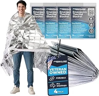 FRONTLINE Mantas de Emergencia Mylar de 54" x 84" | Manta Térmica Ligera de Supervivencia Espacial, Manta de Papel Aluminio Impermeable y Resistente al Viento para Acampar, Senderismo, Primeros