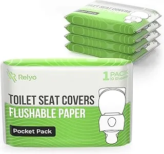 Funda de asiento de inodoro de papel desechable (paquete de 50) – XL para adultos y niños, suministros de viaje 100% biodegradables, esenciales para baños públicos, aviones, campamentos, festivales