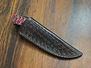 Funda de cuchillo de cuero para cinturón, funda inclinada, funda de cuero labrado, hermoso cuchillo de caza de 8 a 9 pulgadas, hoja fija con cubierta 100% cuero real (MARRÓN)