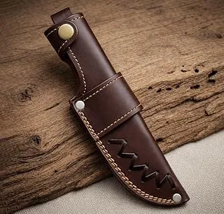 Funda de cuero personalizada, funda de cuero mecanizado/cuchillo de caza, funda universal de cuero para cuchillos, funda para hasta 6.0 pulgadas, hoja 100% real (marrón oscuro)