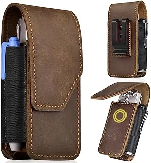 Funda de repuesto multiherramienta de cuero genuino para Leatherman, bolsa organizadora de cinturón EDC premium con cierre magnético para herramientas plegables, color marrón oscuro