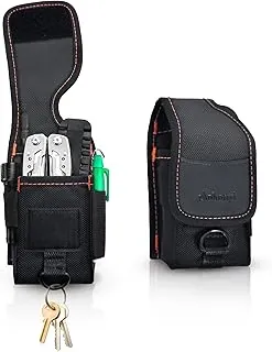 Funda multiherramienta con clip para cinturón, pequeña bolsa de herramientas EDC de múltiples bolsillos compatible con Leatherman Wave+, organizador de herramientas tácticas para campamento, trabajo, hombres, nailon 600D