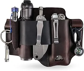 Funda multiherramienta de cuero ST1 – Organizador de cinturón EDC para herramientas Leatherman, linterna, bolígrafo y clip para llavero, duradero y elegante, ideal para el trabajo y uso diario, regalo ideal para hombres